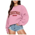 thumbnail image 1 of Fiaer Christmas Women Pullover Sweatshirts Letter Graphic Plus Size Crew Neck Long Sleeve Loose Fit Casual Trendy Warm Tops Pink M, 1 of 4
