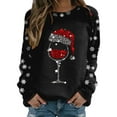 thumbnail image 1 of Fiaer Christmas Women Sweatshirts Shine Glass Snowflakes Xmas Pullovers Crew Neck Plus Size Baggy Trendy Tops Black XXL, 1 of 4