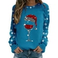 thumbnail image 1 of Fiaer Christmas Women Sweatshirts Shine Glass Snowflakes Xmas Pullovers Crew Neck Plus Size Baggy Trendy Tops Sky Blue XL, 1 of 5