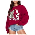 thumbnail image 1 of Fiaer Christmas Women Sweatshirts Snowman Christmas Tree Pullover Crew Neck Long Sleeve Baggy Trendy Cute Graphic Tops Brick Red XXL, 1 of 4