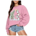 thumbnail image 1 of Fiaer Christmas Women Sweatshirts Snowman Christmas Tree Pullover Crew Neck Long Sleeve Baggy Trendy Cute Graphic Tops Pink XL, 1 of 4