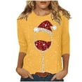 thumbnail image 1 of Fiaer Christmas Women T Shirts Shine Glass Trendy Tshirts Xmas 3/4 Sleeve Crew Neck Oversized Leisure Comfort Tops Yellow XL, 1 of 5