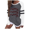 thumbnail image 1 of Fiaer Christmas Women Tshirts Long Sleeve Crew Neck Oversized Xmas T Shirts Color Blocking Baggy Trendy Letter Graphic Tops Grey XL, 1 of 5