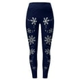 thumbnail image 1 of Fiaer Christmas Women's Black Leggings Snowflake Graphic High Waisted Pants Plus Size Cozy Trendy Tight Trousers Dark Blue S, 1 of 4