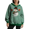 thumbnail image 1 of Fiaer Christmas Women's Hoodie Snowman Printed Stripe Oversized Hooded Sweatshirts Long Sleeve Baggy Fashion Tops with Pocket 2-Green XXXXL, 1 of 5