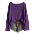 thumbnail image 1 of Fiaer Christmas Womens Knitted Sweaters Plus Size Trendy Crew Neck Xmas Shirts Long Sleeve Casual Loose Fit Tops Dark Purple L, 1 of 4