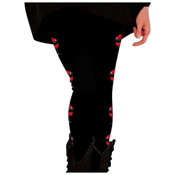 Fiaer Christmas Womens Leggings Santa Funny Graphic Fashion Pants High Waisted Slim Fit Cozy Tight Trousers XL