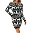 thumbnail image 1 of Fiaer Christmas Womens Sweater Dress Plus Size Long Sleeve Knitted Crew Neck Funny Graphic Slim Fit Xmas Tops Black S, 1 of 4