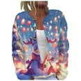 thumbnail image 1 of Fiaer Christmas Womens Sweaters Oversized Button down Jackets Crew Neck Snowman Printed Long Sleeve Cardigans Loose Fit Funny Graphic Tops 1-Blue XXL, 1 of 5