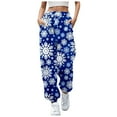 thumbnail image 1 of Fiaer Christmas Womens Sweatpants Baggy Plus Size Xmas Pants Santa Snowflake Funny Graphic High Waisted Casual Trendy Pockets Trousers Blue XXL, 1 of 4