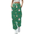 thumbnail image 1 of Fiaer Christmas Womens Sweatpants Funny Snowman Graphic Trendy Xmas Pants Baggy Casual Plus Size Comfort Holiday Trousers with Pocket Green L, 1 of 5