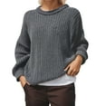 thumbnail image 1 of Fiaer Chunky Knit Sweaters for Women Oversized Crew Neck Loose Fit Solid Color Casual Trendy Long Sleeve Cable Knit Tops Grey L, 1 of 4