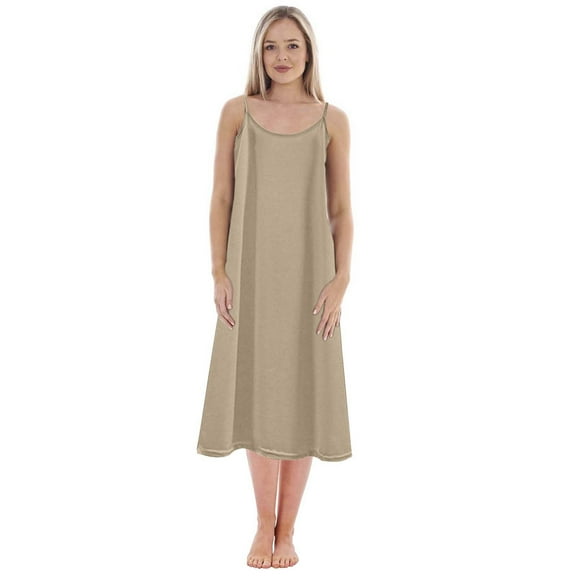 Fiaer Clearance,Plus Size Sexy Max Nightdress for Women,Women's Scoop Neck Open Back Spaghetti Strap Chemise Nightgowns,Ladies Loose Fit Soft Sleeveless Sleepwear Khaki XXL