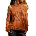 thumbnail image 1 of Fiaer,Cold Shoulder Halloween Tops for Women Trendy Holes Halter Tshirts Casual Loose Long Sleeve Plus Size T-Shrits Orange3 XL, 1 of 7