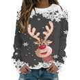 thumbnail image 1 of Fiaer Crew Neck Sweatshirts Women Christmas Deer Snowflake Graphic Tees Funny Xmas Plus Size Baggy Trendy Long Sleeve Tops Grey M, 1 of 4