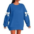thumbnail image 1 of Fiaer Crew Neck Sweatshirts Women Plus Size Long Sleeve Solid Pullover Baggy Fashion Casual Fall Tops Blue XL, 1 of 5