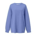 thumbnail image 1 of Fiaer,Crew Neck Sweatshirts for Women,Womens Loose Fit Drop Shoulder Oversized Casual Trendy Solid Warm Pullover Blue3 XL, 1 of 2