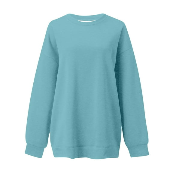 Fiaer,Crew Neck Sweatshirts for Women,Womens Loose Fit Drop Shoulder Oversized Casual Trendy Solid Warm Pullover Green3 L