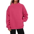 thumbnail image 1 of Fiaer Crewneck Sweatshirts Women Oversized Long Sleeve Pullover Long Sleeve Relax Fit Trendy Casual Tops Hot Pink XXL, 1 of 5