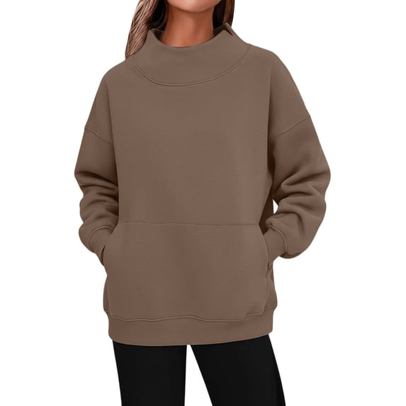 Fiaer Crewneck Sweatshirts Women Oversized Long Sleeve Pullover Long Sleeve Relax Fit Trendy Casual Tops Khaki S