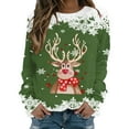 thumbnail image 1 of Fiaer Crewneck Sweatshirts Womens Christmas Deer Graphic Funny Xmas Plus Size Baggy Trendy Long Sleeve Pullover Tops Green S, 1 of 4