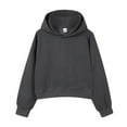 thumbnail image 1 of Fiaer Cropped Hoodies for Women Oversized Trendy Long Sleeve Hooded Sweatshirts Baggy Fashion Plain Tops Dark Gray XL, 1 of 2