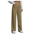 thumbnail image 1 of Fiaer,Dress Pants Women,Work Pants Women,Womens Oversized Straight Leg High Waisted Trendy Business Solid Button Decor Trousers with Pocket Beige XXXXL, 1 of 5