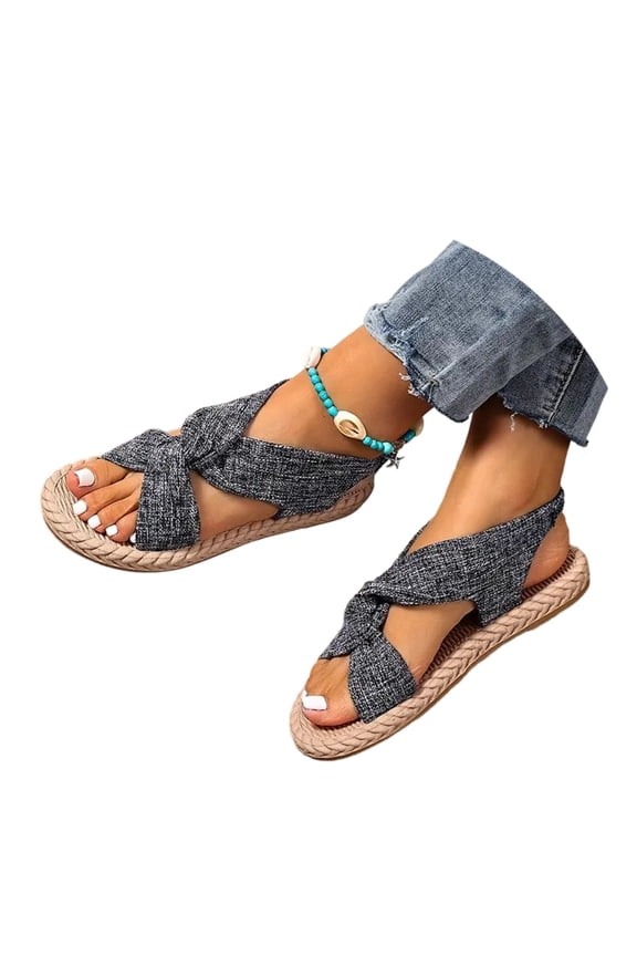 Espadrille Sandals for Women Non-slip Comfort Breathable Sandals Summer Beach Soft Casual Mules with Back Strap Grey 7