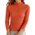 thumbnail image 1 of Fiaer Fall Sweaters for Women 2025 Crew Neck Long Sleeve Plus Size Trendy Casual Solid Color Lightweight Ribbed Knit Tops Orange S, 1 of 7