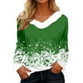 thumbnail image 1 of Fiaer Trim V Neck Christmas Tshirts for Women Xmas Snowflake Graphic Holiday T Shirts Plus Size Long Sleeve Loose Fit Tops Green XXL, 1 of 5