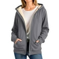 thumbnail image 1 of Fiaer Hoodies for Women Full Zip up Hooded Jacket Long Sleeve Warm Solid Color Sweatshirts Loose Fit Casual Trendy Tops with Pocket Grey M, 1 of 5