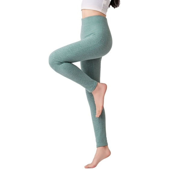Fiaer Lined Leggings Women Thermal Oversized Slim Fit Stretchy Pants Warm High Waisted Base Layer Trousers for Cold Weather Green XL
