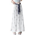 thumbnail image 1 of Fiaer Floral Wide Leg Pants for Women Yoga Boho Palazzo Silk Baggy Trousers Casual Trendy Comfort Slacks with Silk Belt Pants White M, 1 of 4