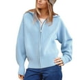 thumbnail image 1 of Fiaer.Full Zip Cardigan for Women.Womens Long Sleeve Turtleneck Loose Fit Comfort Casual Trendy Breathable Going out Knit Tops Sky Blue ONE SIZE, 1 of 6