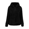 thumbnail image 1 of Fiaer Full Zip up Hoodie for Women Plus Size Long Sleeve Sweatshirts Warm Loose Fit Fashion Trendy Tops with Pocket Black L, 1 of 4