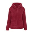 thumbnail image 1 of Fiaer Full Zip up Hoodie for Women Plus Size Long Sleeve Sweatshirts Warm Loose Fit Fashion Trendy Tops with Pocket Red XL, 1 of 3