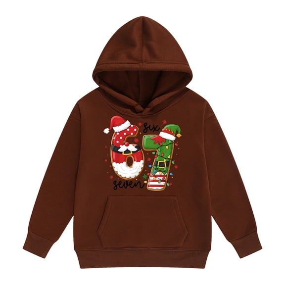Fiaer Girls Boys Funny 67 Meme Gen Alpha Slang Hoodies for Kids Six Seven 6 7 Ice Cream Meme Hoodie Long Sleeve Sweatshirt,Size 2-13 Years Brown 120