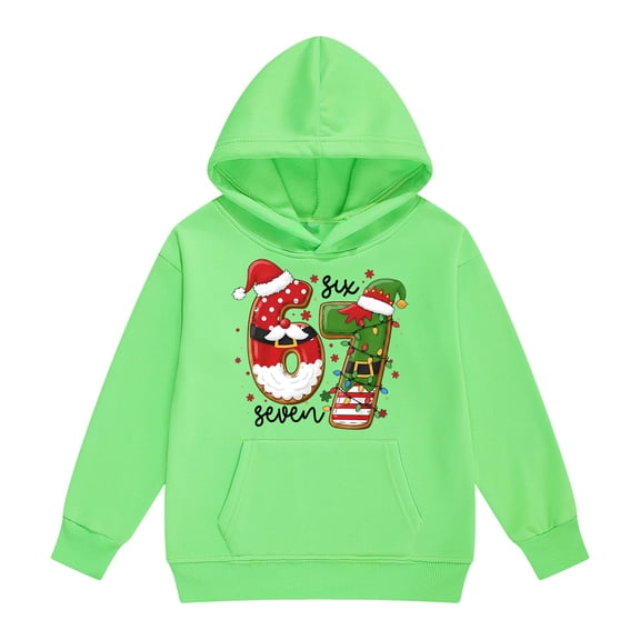 Fiaer Girls Boys Funny 67 Meme Gen Alpha Slang Hoodies for Kids Six Seven 6 7 Ice Cream Drip Meme Hoodie Long Sleeve Sweatshirt,Size 2-13 Years Green 100