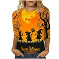 thumbnail image 1 of Fiaer,Halloween 3/4 Sleeve Womens Tops,Women's Oversized Halloween Printed T Shirts,Ladies Crew Neck Loose Fit Trendy Tshirts Orange XXL, 1 of 7