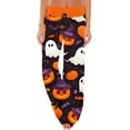 thumbnail image 1 of Fiaer,Halloween Wide Leg Plus Size Pants for Women,Women's Pumpkins Printed Baggy Elastic Waist Trousers,Ladies Drawstring Trendy Lounge Joggers White XXL, 1 of 5