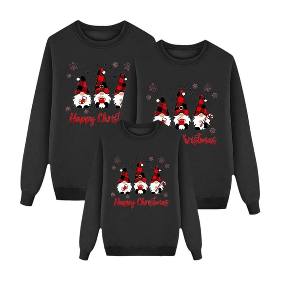 Fiaer Happy Christmas Sweatshirts for Family Funny Graphic Xmas Pullover Crew Neck Long Sleeve Holiday Tops Men XXL