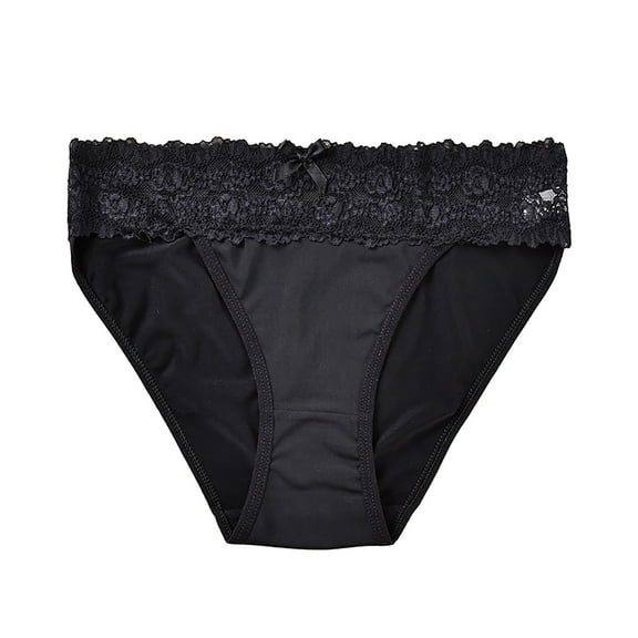 Fiaer,High Cut Brazilian Underwear for Women,Womens Lace Trim Full Coverage Panties High Waisted Stretch Briefs Black XL