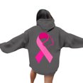 thumbnail image 1 of Fiaer,Hoodies for Breast Cancer Awareness,Womens Tops Loose Fit Casual Trendy,Long Sleeve Plus Size Drawstring Hooded Pullover with Pocket Dark Gray1 L, 1 of 7