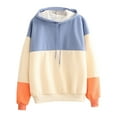 thumbnail image 1 of Fiaer Hoodies for Women Trendy Plus Size Hooded Sweatshirts Color Blocking Baggy Drawstring Long Sleeve Baggy Tops Blue XXL, 1 of 9