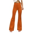 thumbnail image 1 of Fiaer,Jeans for Women,Women's Fashion High Waist Oversized Denim Trousers Plus Size Casual Slim Fit Bell Bottom Flared Pants Orange L, 1 of 7