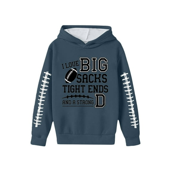 Fiaer Kids Football Hooded Sweatshirt Game Day Hoodie for Girls Boys,Size 3-14 Years Navy 160