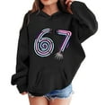 thumbnail image 1 of Fiaer Kids Six Seven Slang Hoodies for Girls Boys Long Sleeve Hooded Sweatshirts 6 7 Printed Pullover Tops,Size 1-12 Years Black 100, 1 of 4