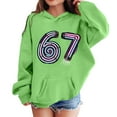 thumbnail image 1 of Fiaer Kids Six Seven Slang Hoodies for Girls Boys Long Sleeve Hooded Sweatshirts 6 7 Printed Pullover Tops,Size 1-12 Years Green 150, 1 of 4
