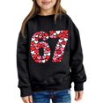 thumbnail image 1 of Fiaer Kids Valentine’s Day 67 Meme Filled with Hearts Funny Six Seven Sweatshirt for Girls Boys,Size 1-12 Years Black 110, 1 of 4