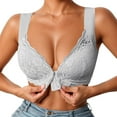 thumbnail image 1 of Fiaer Lace Front Closure Bras for Women Seamless No Underwire Push up Comfort Breathable Bra Grey XL, 1 of 5